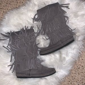 Minnetonka mid calf tassel boot